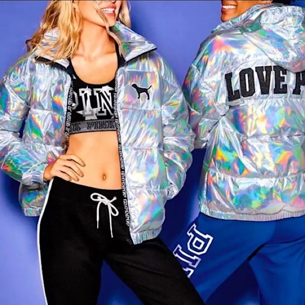 • VS PINK • Holographic Varsity Puffer - Picture 3 of 12